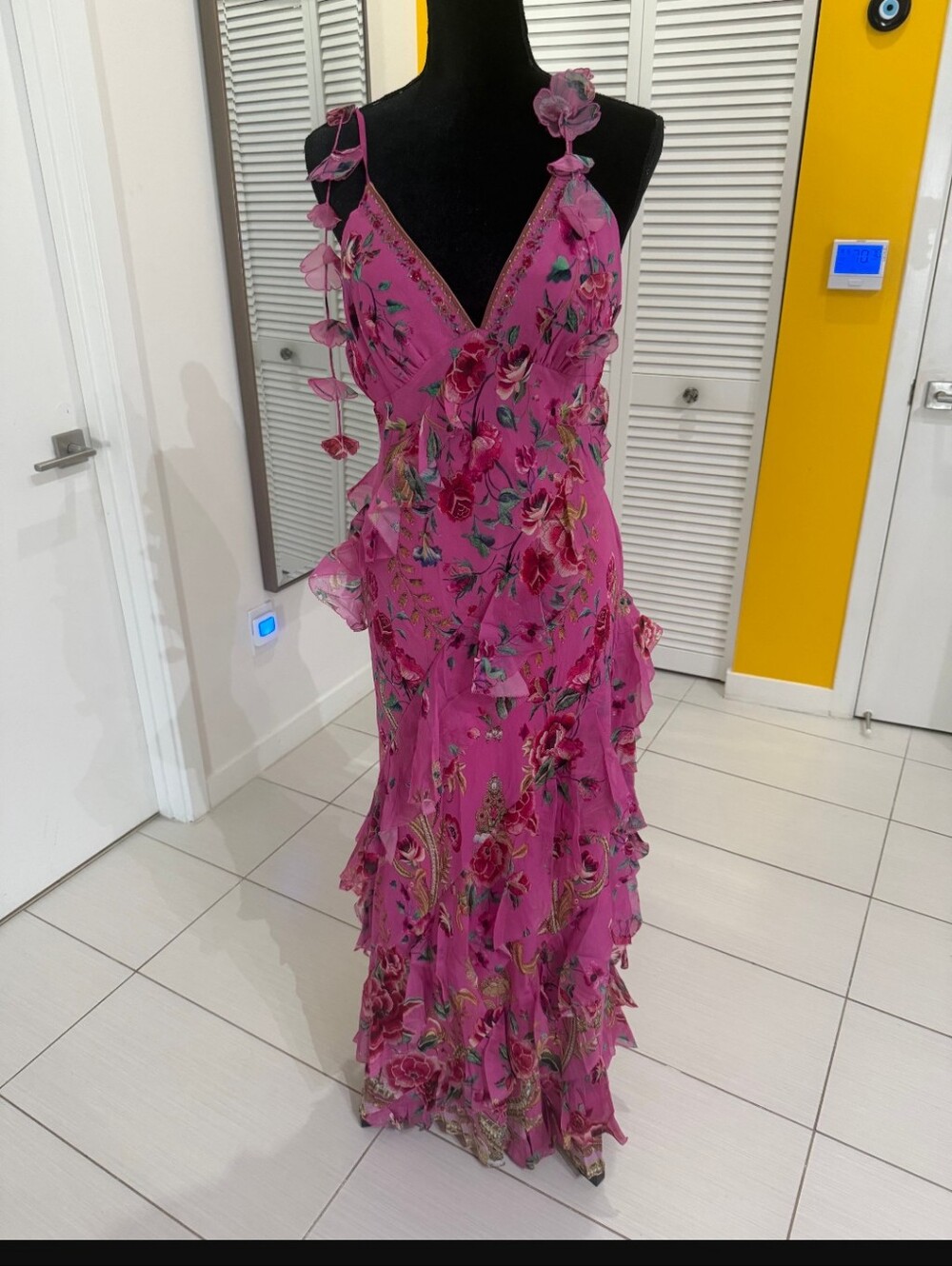 Camilla Pink Floral Ruffle Maxi Dress - Picture 1 of 4